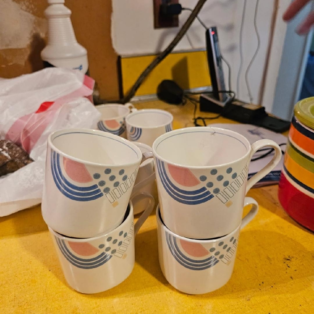 Geometric Patterned Ceramic Mugs - Set of 4